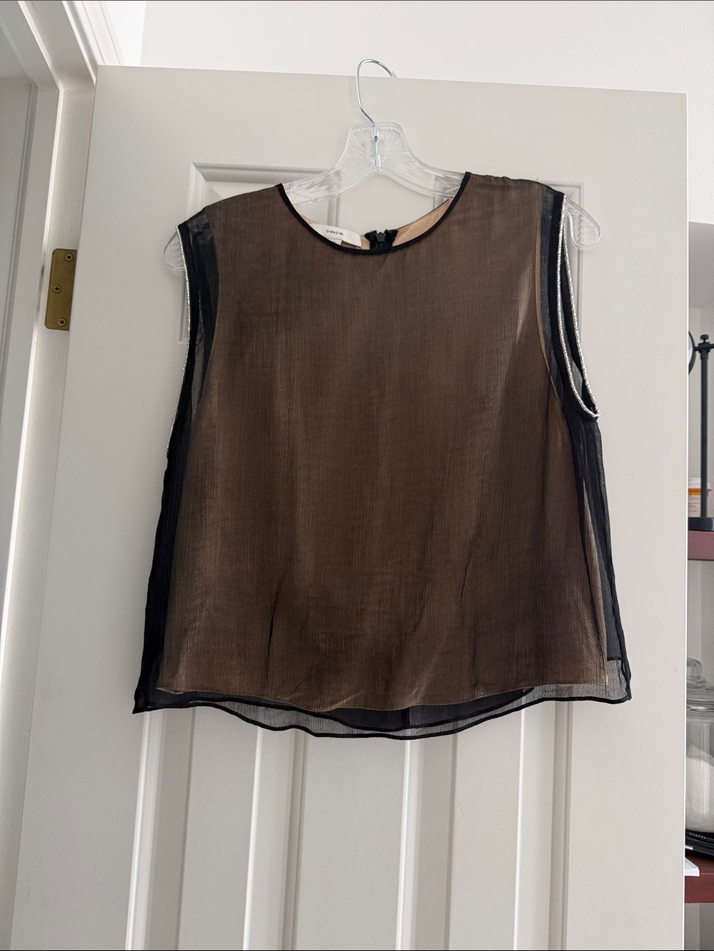 Vince Sleeveless Sheer Overlay Top